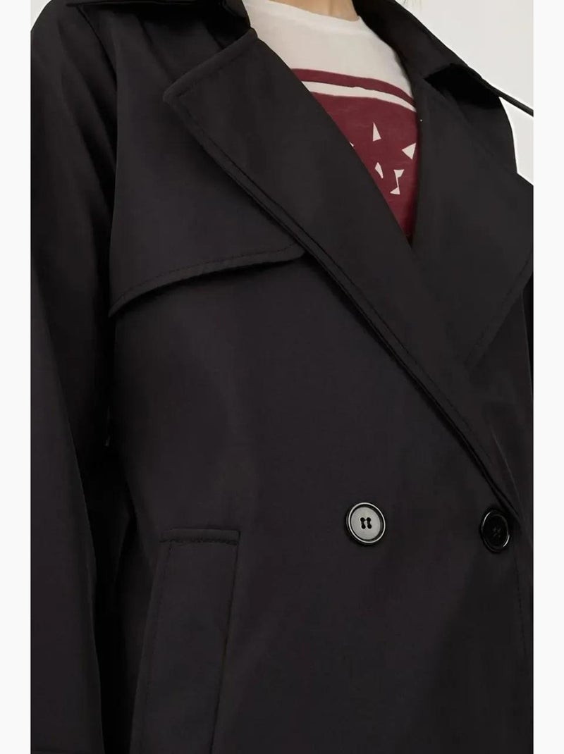 Trench coat lungo con cintura e maniche lunghe bdart Nero - Kiabi