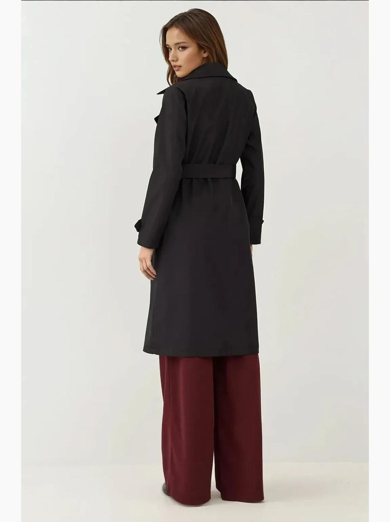 Trench coat lungo con cintura e maniche lunghe bdart Nero - Kiabi