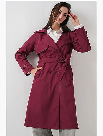 Trench coat lungo con cintura e maniche lunghe bdart