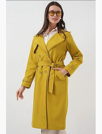 Trench coat lungo con cintura e maniche lunghe bdart