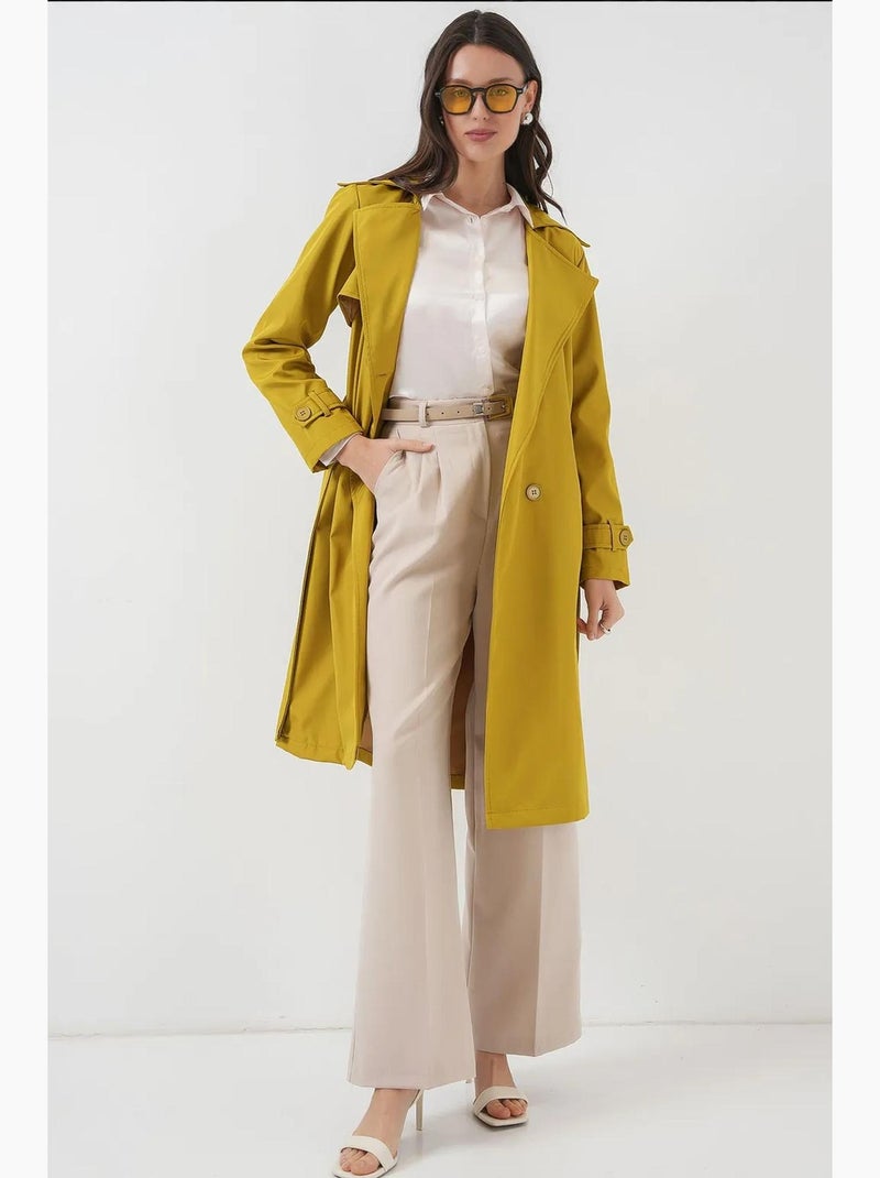 Trench coat lungo con cintura e maniche lunghe bdart Senape - Kiabi
