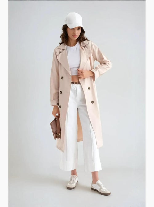 Trench coat lungo doppiopetto con cintura hiccup - Kiabi Trench coat lungo doppiopetto con cintura hiccup - Kiabi