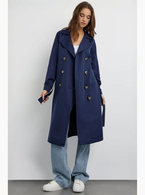 Trench coat lungo doppiopetto con cintura hiccup - Kiabi Trench coat lungo doppiopetto con cintura hiccup - Kiabi