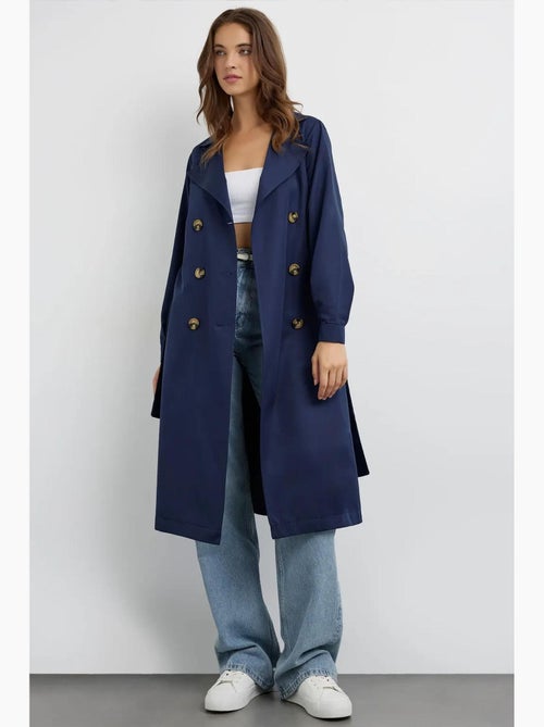 Trench coat lungo doppiopetto con cintura hiccup - Kiabi Trench coat lungo doppiopetto con cintura hiccup - Kiabi