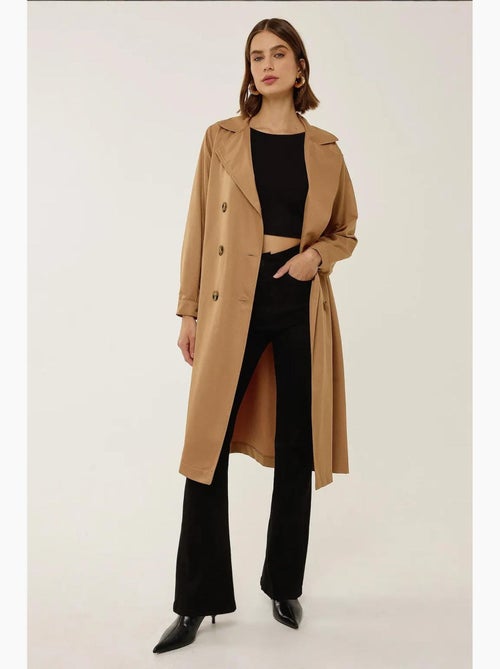 Trench coat lungo doppiopetto con cintura hiccup - Kiabi Trench coat lungo doppiopetto con cintura hiccup - Kiabi