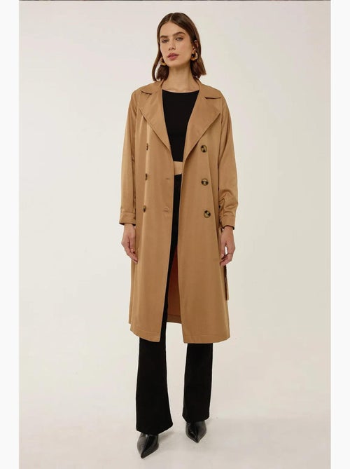 Trench coat lungo doppiopetto con cintura hiccup - Kiabi Trench coat lungo doppiopetto con cintura hiccup - Kiabi