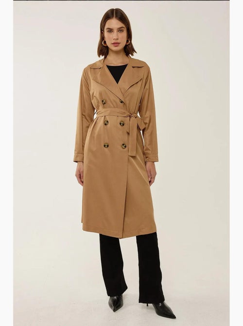 Trench coat lungo doppiopetto con cintura hiccup - Kiabi Trench coat lungo doppiopetto con cintura hiccup - Kiabi
