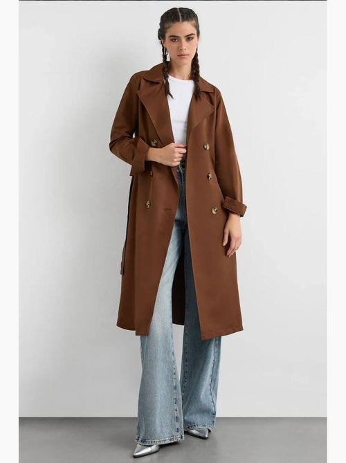 Trench coat lungo doppiopetto con cintura hiccup - Kiabi Trench coat lungo doppiopetto con cintura hiccup - Kiabi
