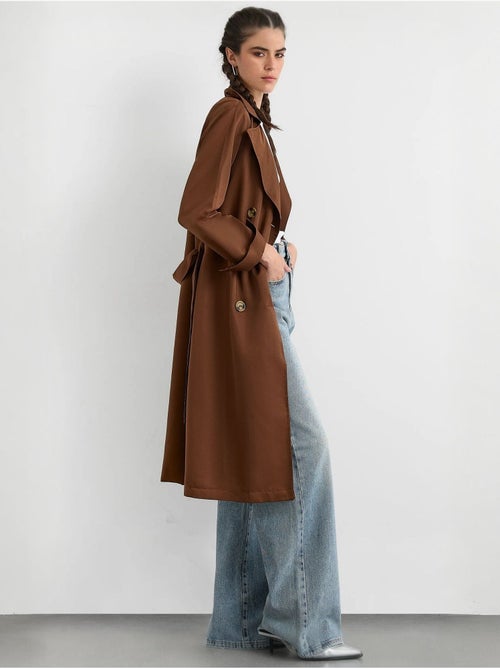 Trench coat lungo doppiopetto con cintura hiccup - Kiabi Trench coat lungo doppiopetto con cintura hiccup - Kiabi