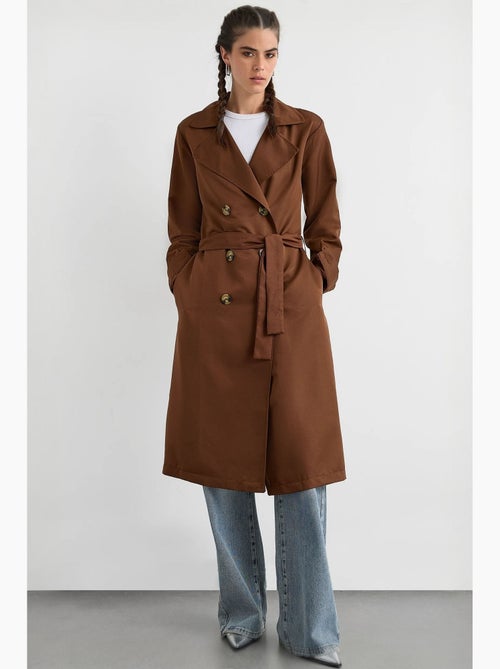 Trench coat lungo doppiopetto con cintura hiccup - Kiabi Trench coat lungo doppiopetto con cintura hiccup - Kiabi