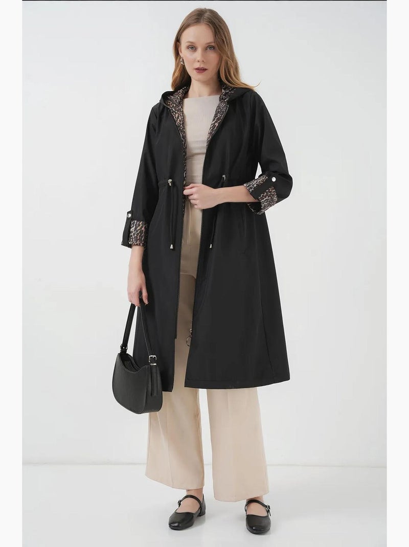 Trench coat lungo in poliestere con cappuccio bdart Grigio nero - Kiabi