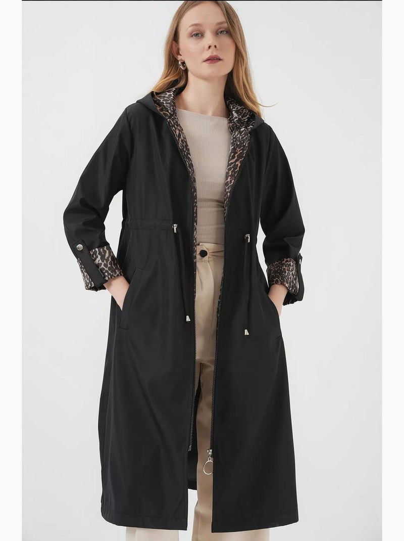 Trench coat lungo in poliestere con cappuccio bdart Grigio nero - Kiabi