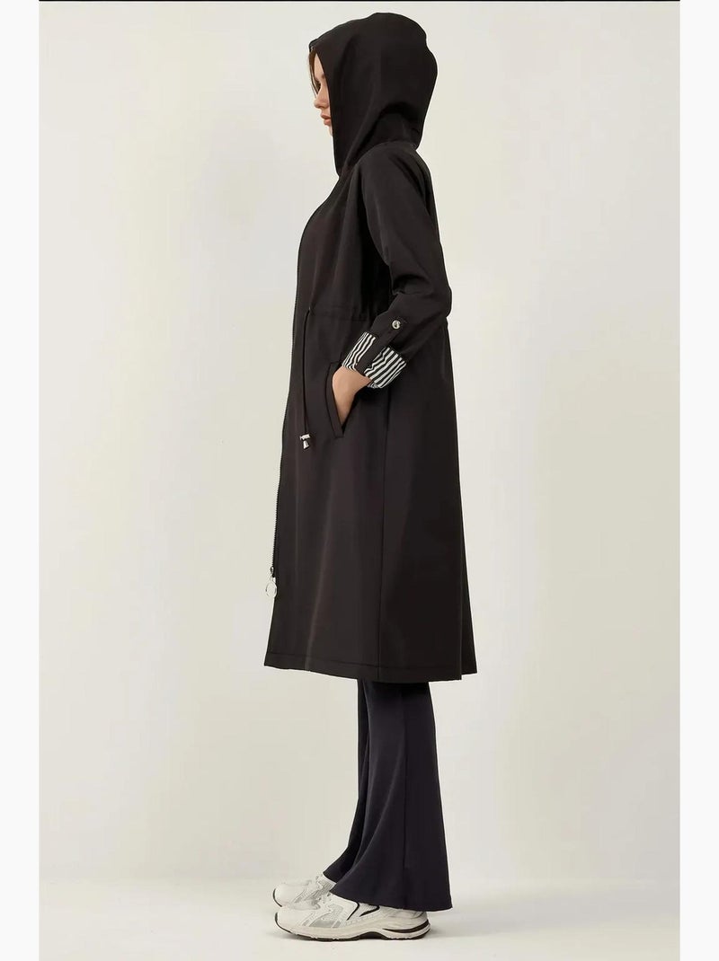 Trench coat lungo in poliestere con cappuccio bdart Nero - Kiabi
