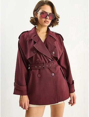 Trench coat midi in misto cotone con chiusura a bottoni lucci