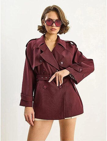 Trench coat midi in misto cotone con chiusura a bottoni lucci