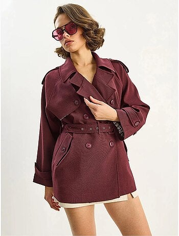 Trench coat midi in misto cotone con chiusura a bottoni lucci