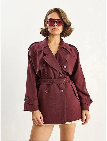 Trench coat midi in misto cotone con chiusura a bottoni lucci