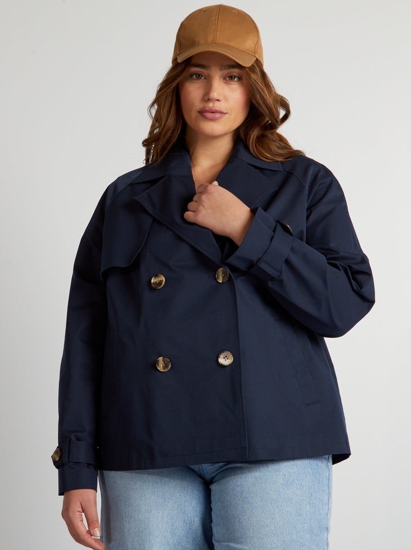 Trench Blu Navy Per Bambine TUC TUC - Stampa Cuori, Collezione Road To Adventure, Con Cappuccio E Zip