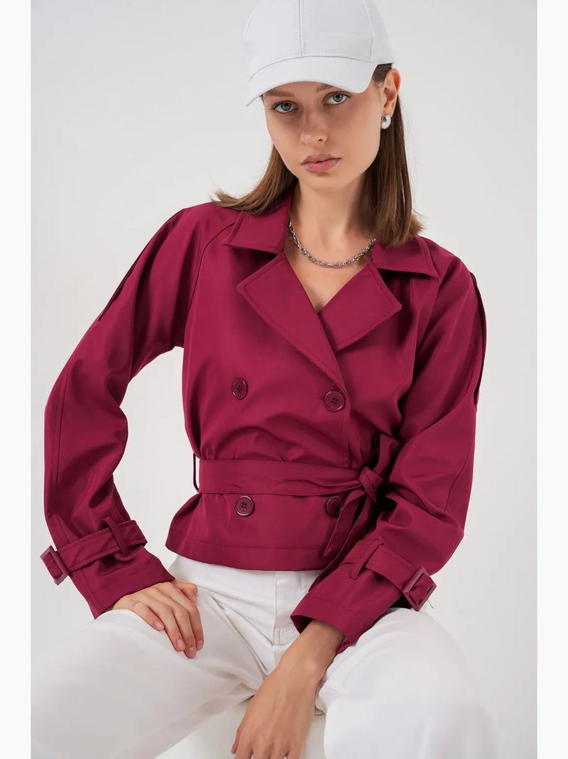 Trench corto con cintura bdart Rosso bordeaux - Kiabi