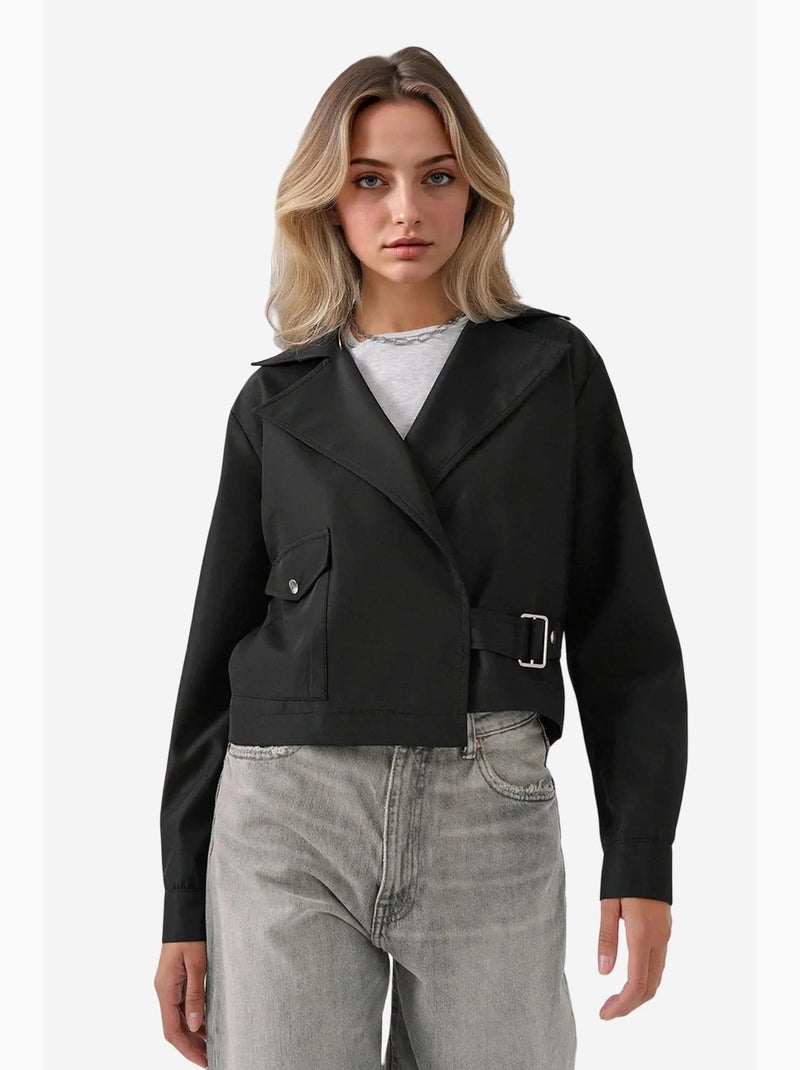 Trench corto con collo avvolgente bdart Nero - Kiabi