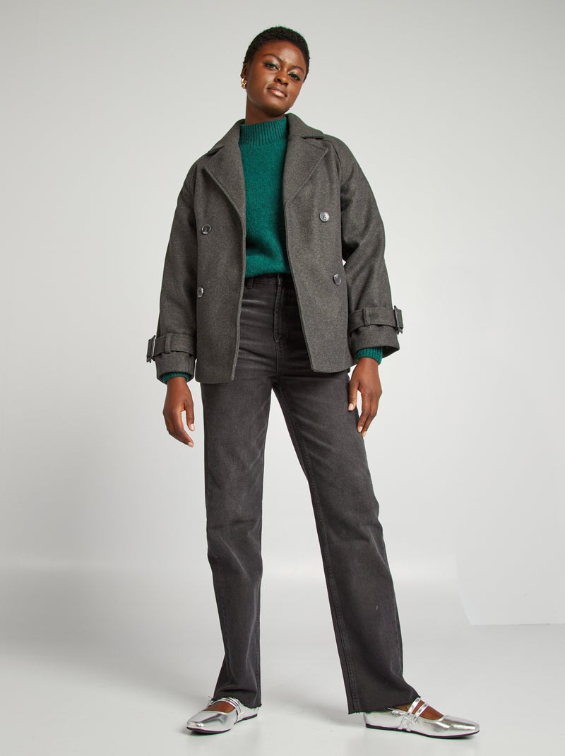 Trench corto effetto lanetta GRIGIO - Kiabi