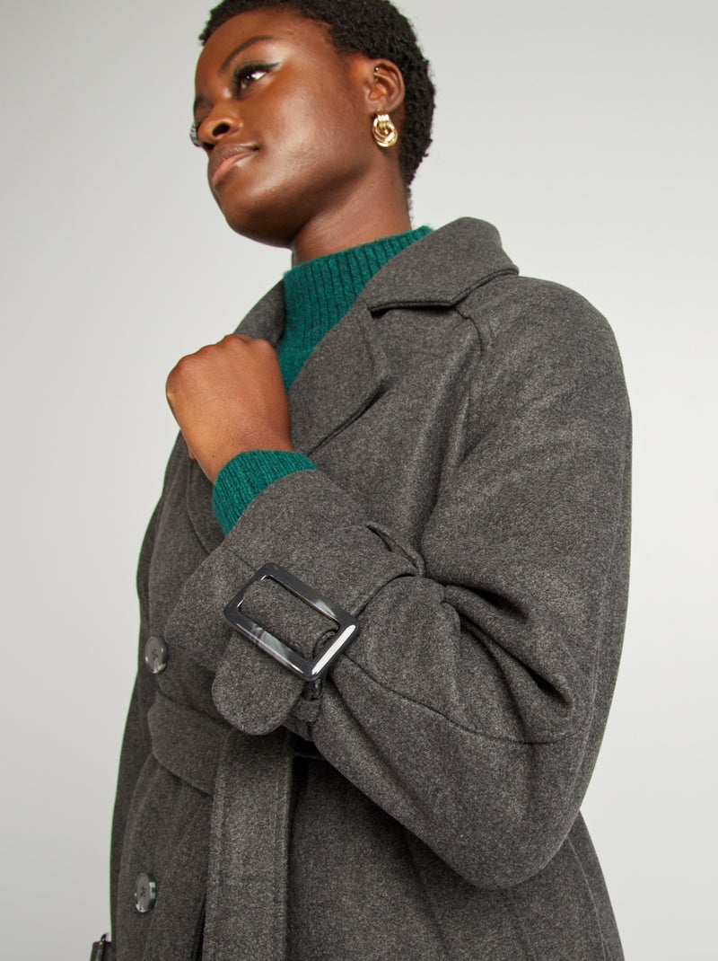 Trench corto effetto lanetta GRIGIO - Kiabi