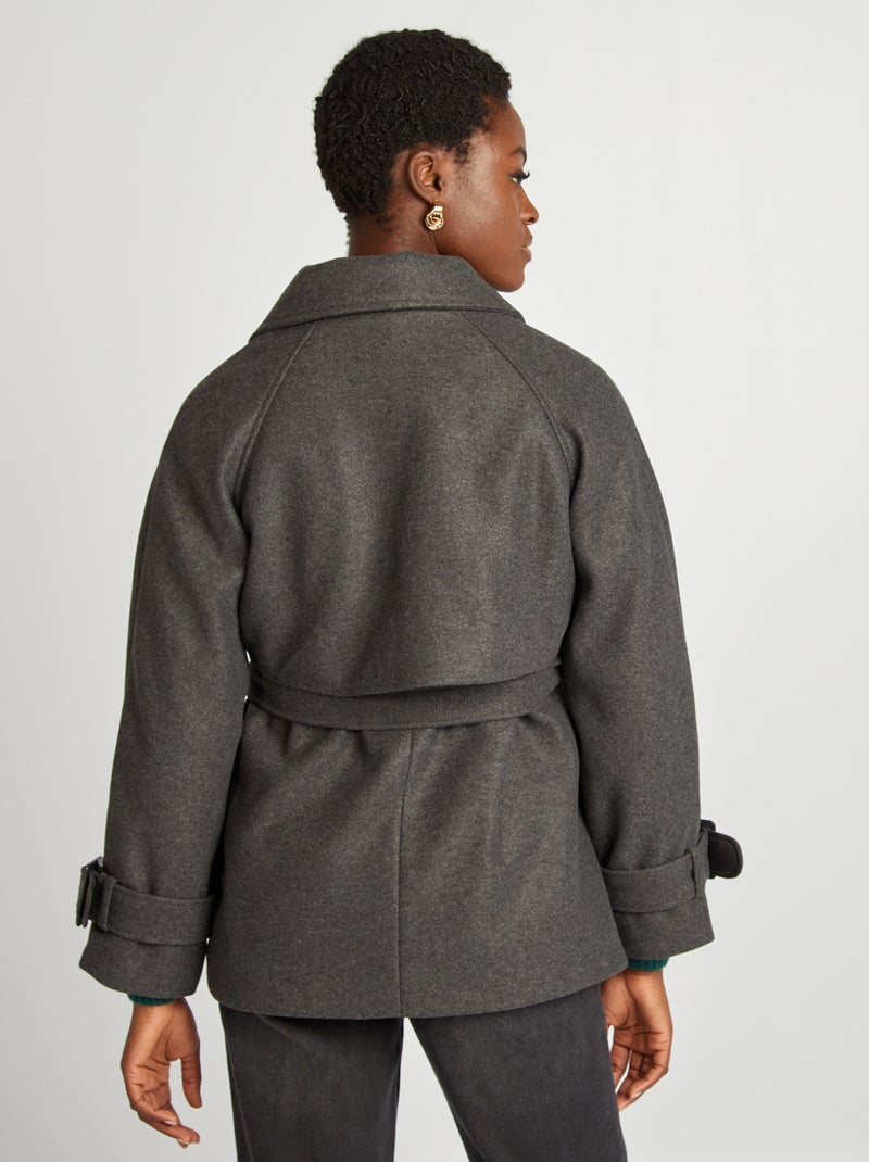 Trench corto effetto lanetta GRIGIO - Kiabi