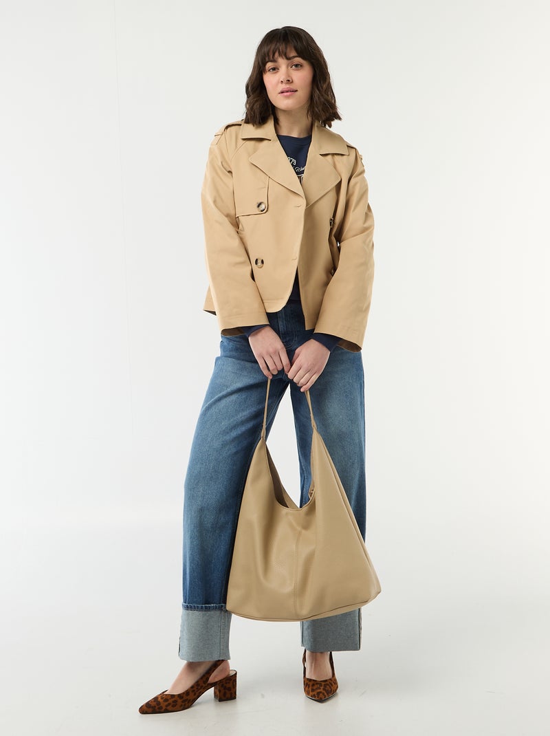 Trench corto in cotone Beige - Kiabi
