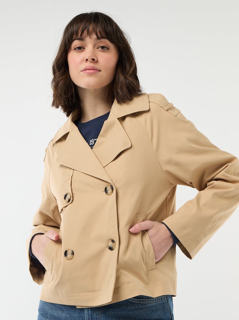 Trench corto in cotone Beige - Kiabi