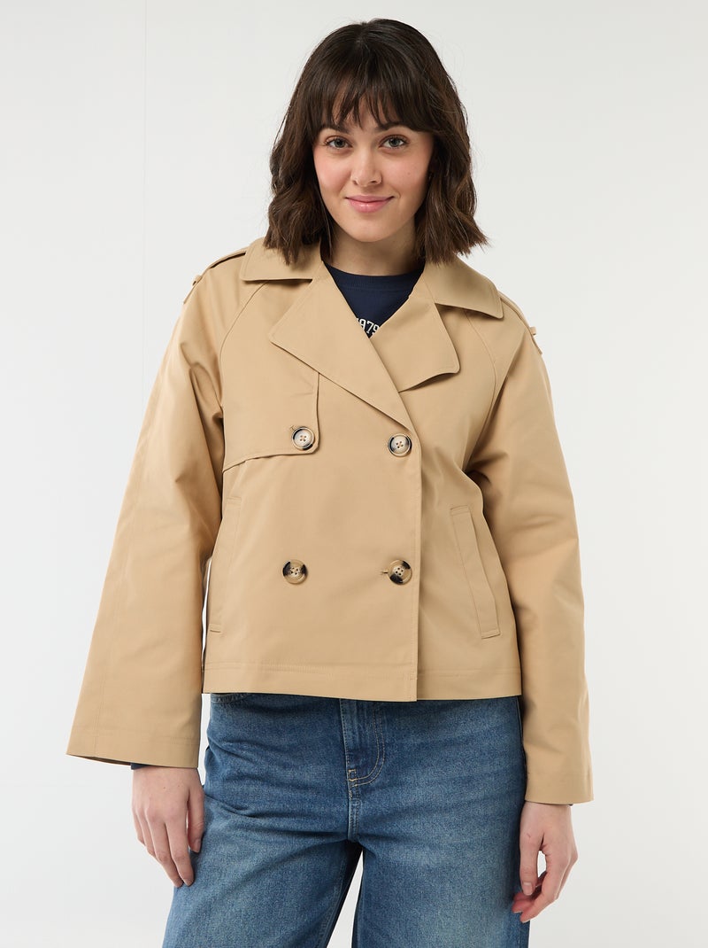 Trench corto in cotone Beige - Kiabi