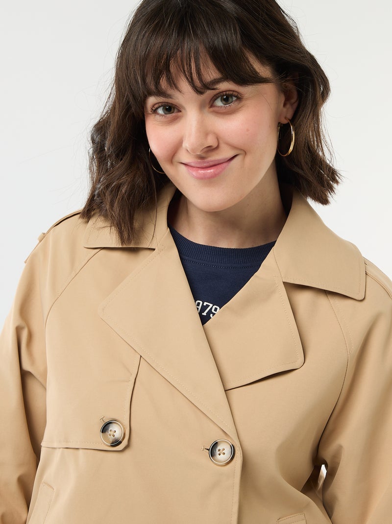 Trench corto in cotone Beige - Kiabi