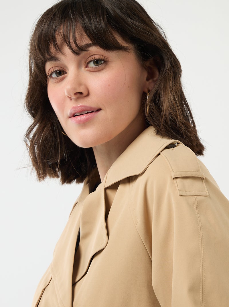 Trench corto in cotone Beige - Kiabi