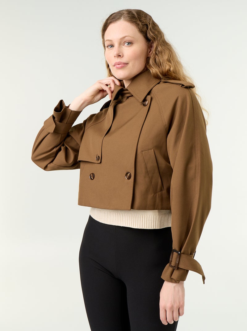 Trench corto in cotone Marrone - Kiabi