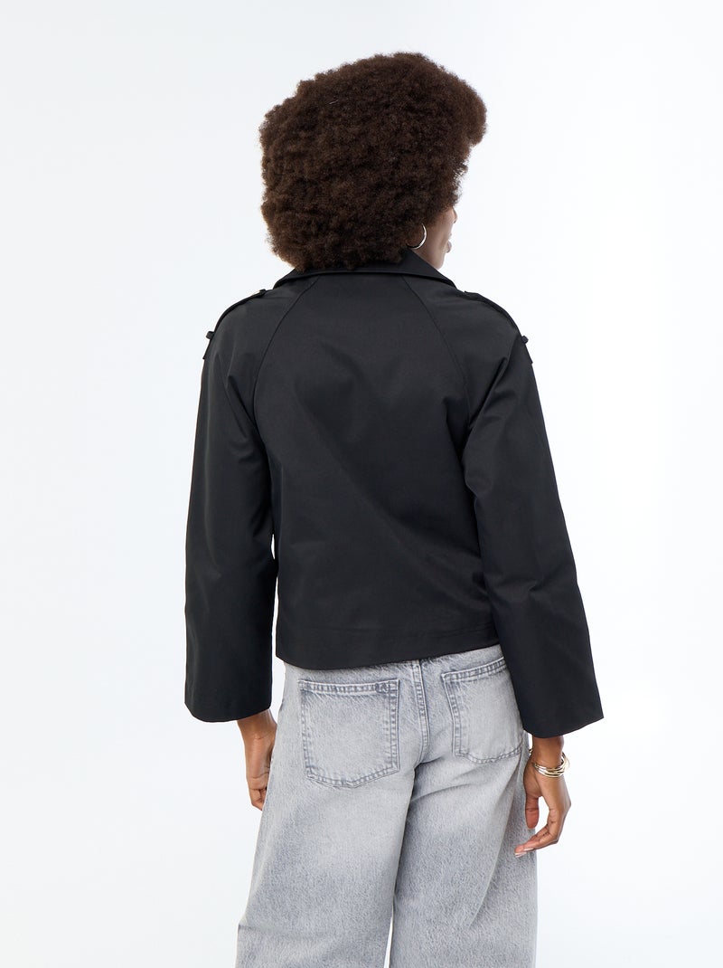 Trench corto in cotone Nero - Kiabi