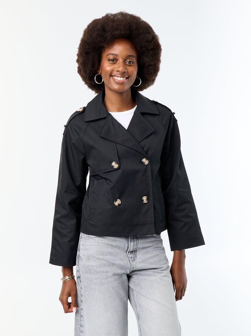 Trench corto in cotone Nero - Kiabi