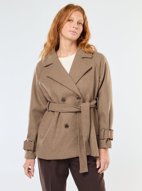 Trench effetto lana con cintura in vita - Kiabi