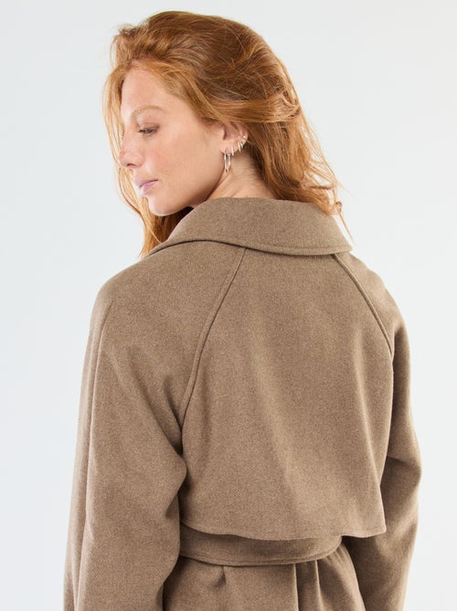 Trench effetto lana con cintura in vita - Kiabi