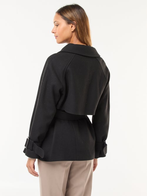 Trench effetto lana con cintura in vita - Kiabi