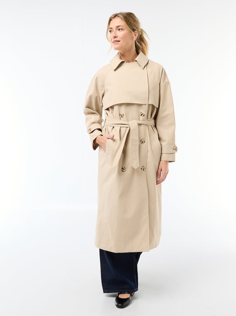 Trench lungo doppiopetto Beige - Kiabi