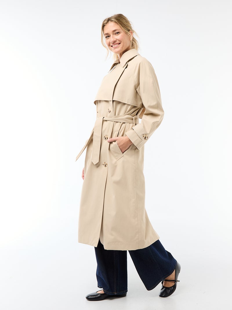 Trench lungo doppiopetto Beige - Kiabi