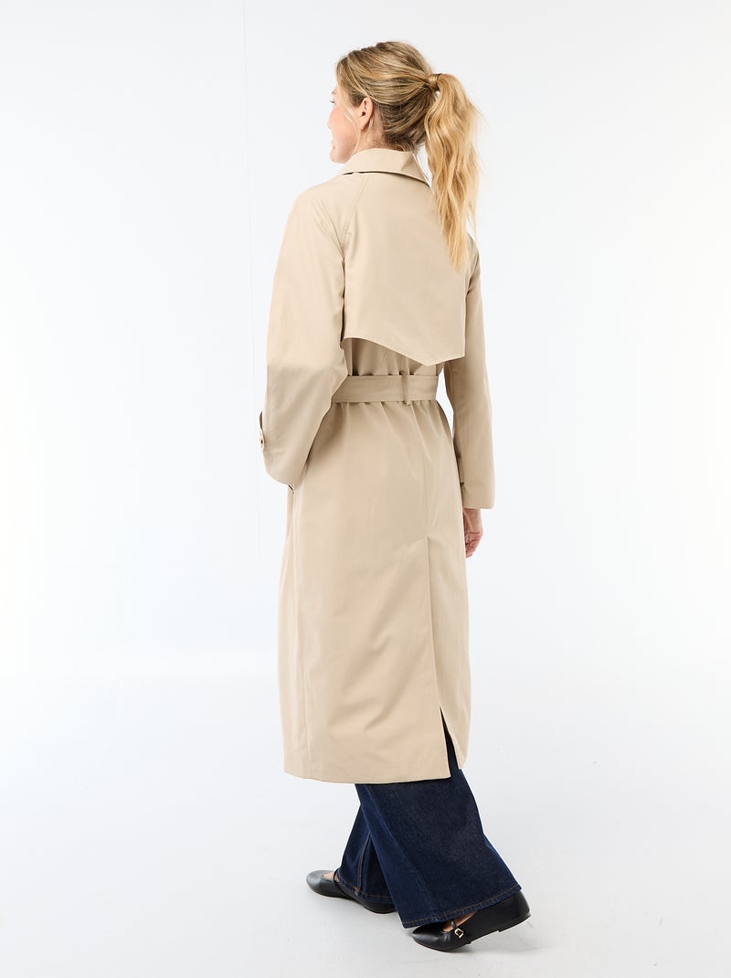 Trench lungo doppiopetto Beige - Kiabi