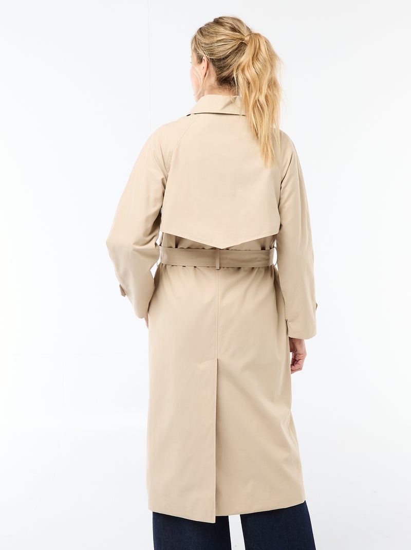 Trench lungo doppiopetto Beige - Kiabi