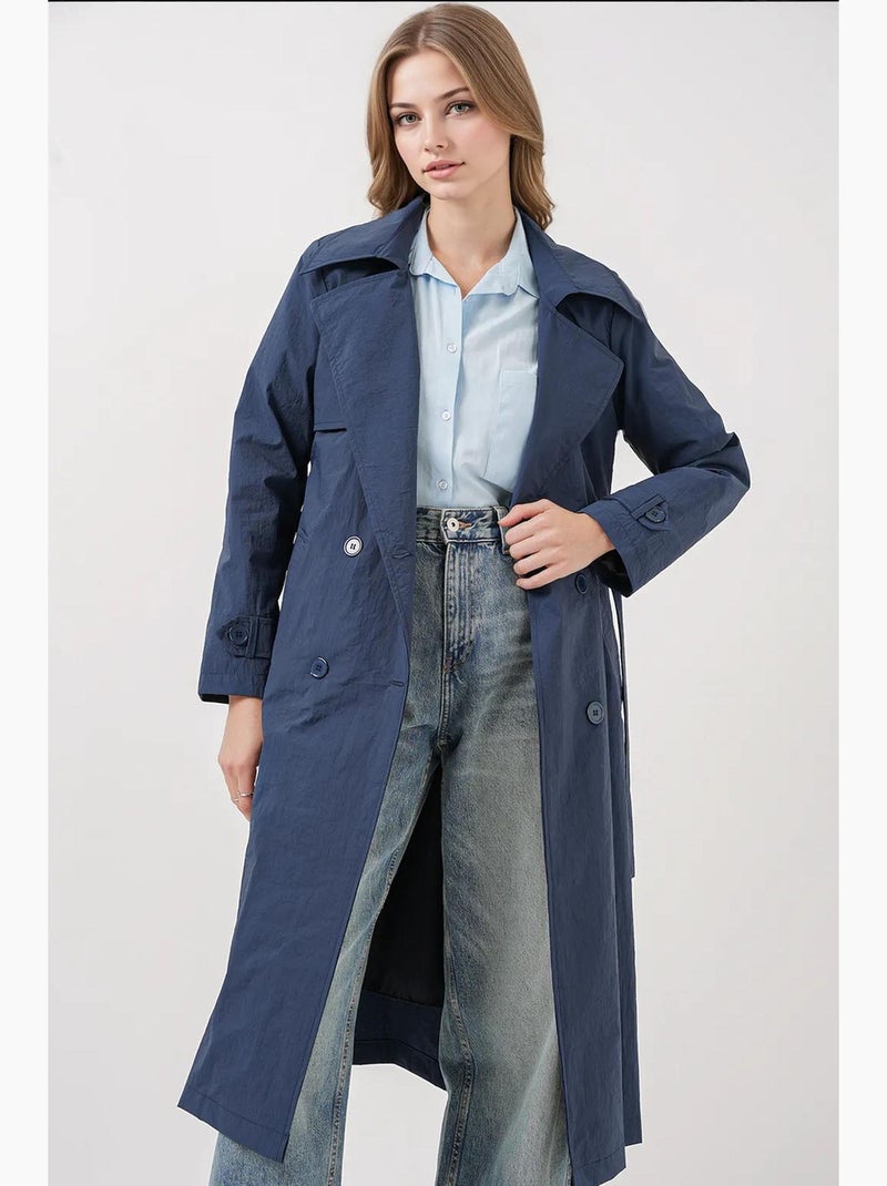Trench lungo doppiopetto con tasche bdart Blu marino - Kiabi