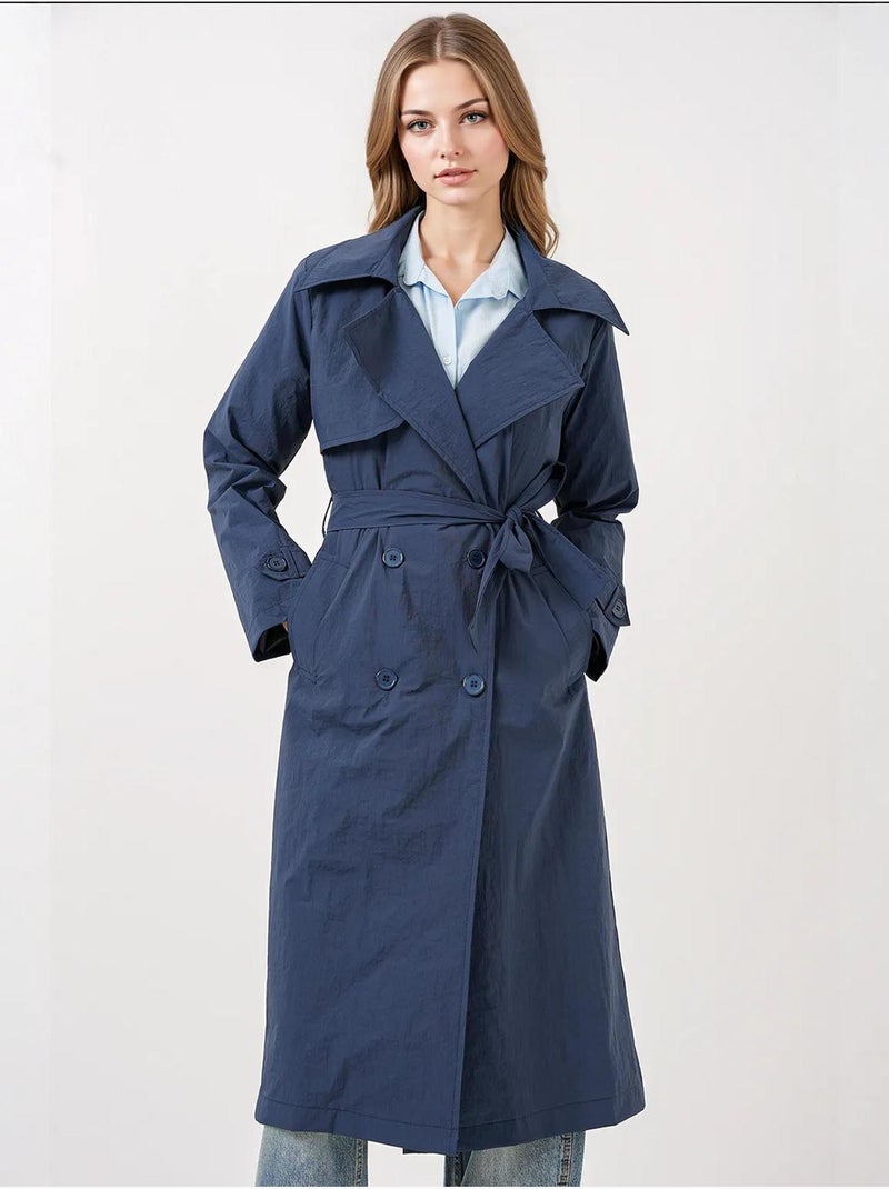 Trench lungo doppiopetto con tasche bdart Blu marino - Kiabi