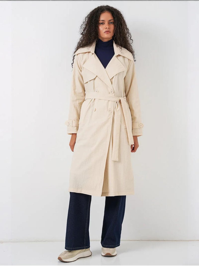 Trench lungo doppiopetto con tasche bdart Crema - Kiabi