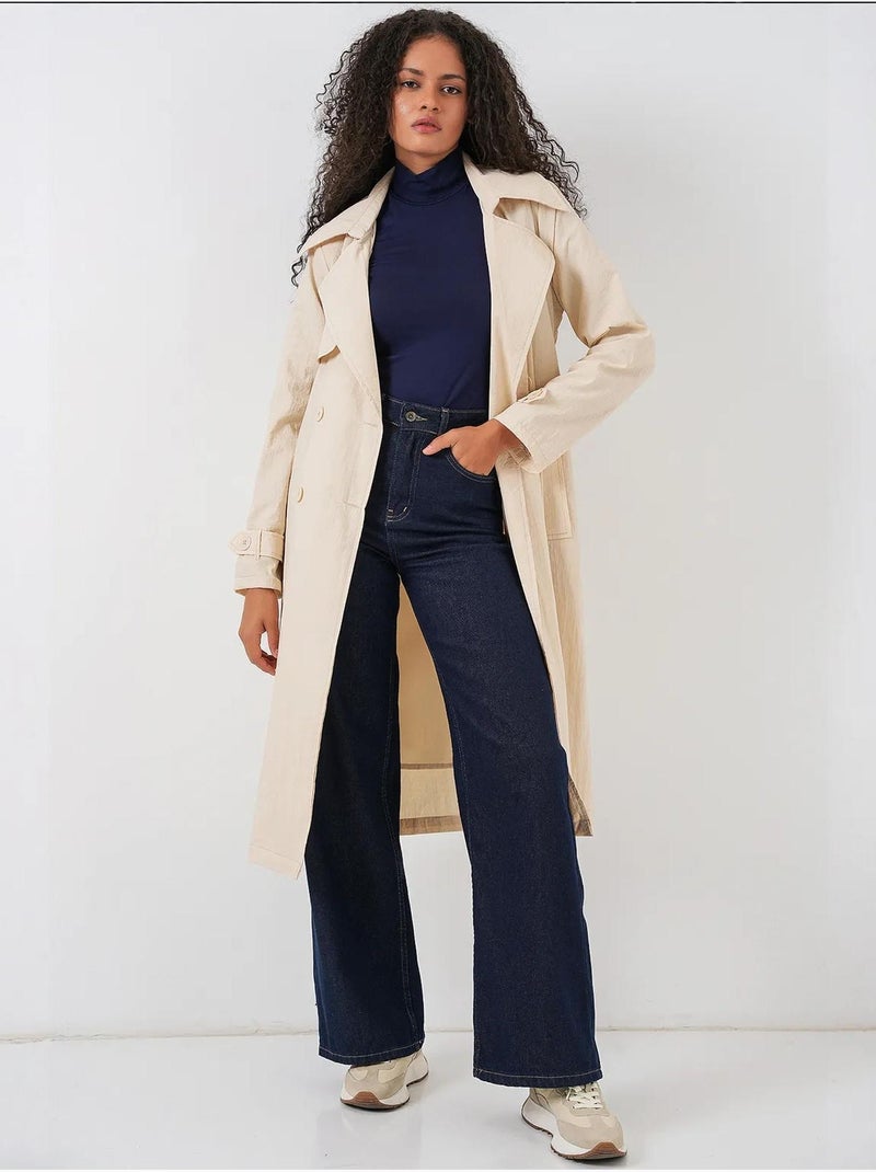 Trench lungo doppiopetto con tasche bdart Crema - Kiabi