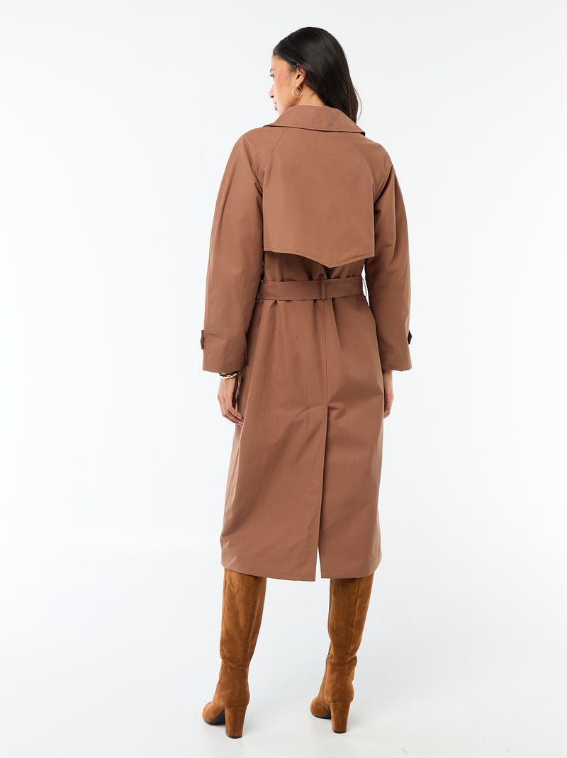 Trench lungo doppiopetto Marrone - Kiabi