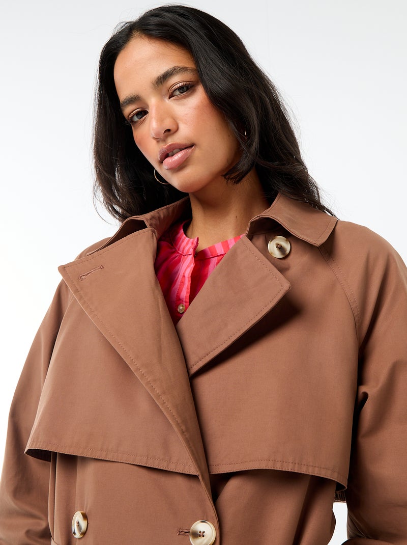 Trench lungo doppiopetto Marrone - Kiabi