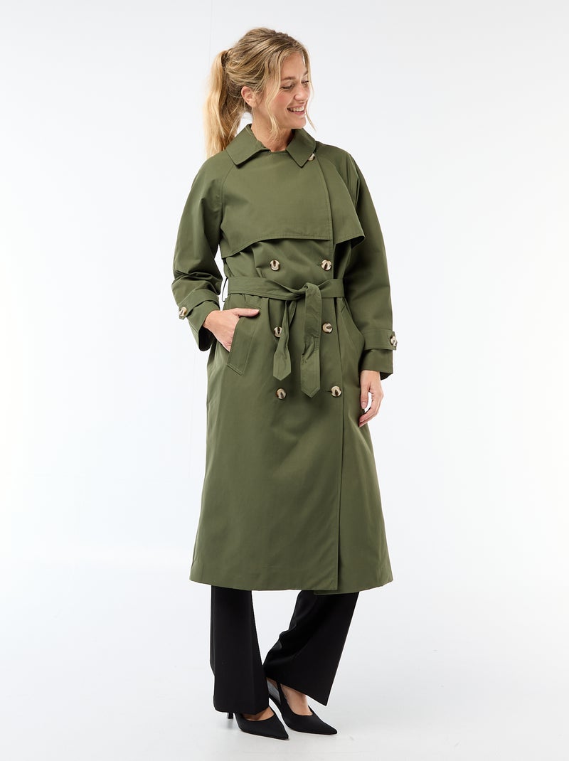 Trench lungo doppiopetto Verde - Kiabi