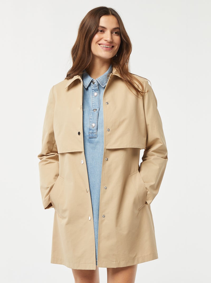 Trench midi con bottoni a pressione BEIGE - Kiabi